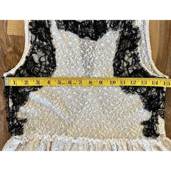 Free People S Romantic‎ Ivory & Black Lace Boho Summer Festival Gypsy Dress NWOT - Picture 5 of 13